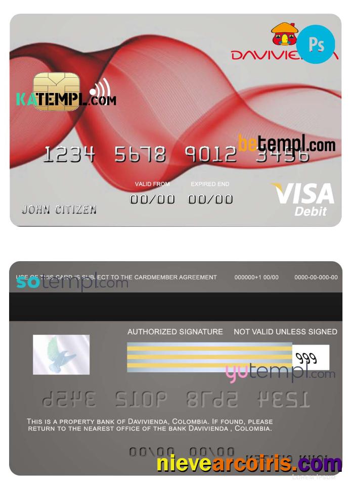 Colombia Davivienda bank visa debit card